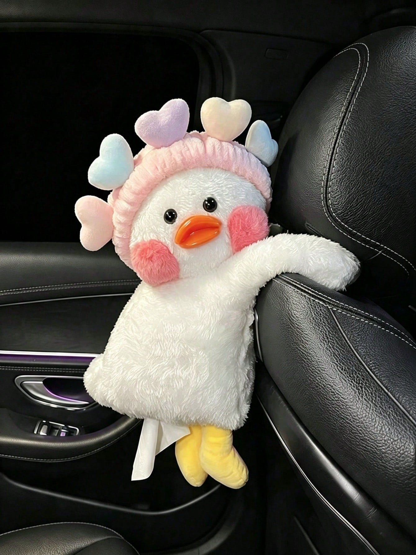 1pc Duck Design Plush Car Tissue Box