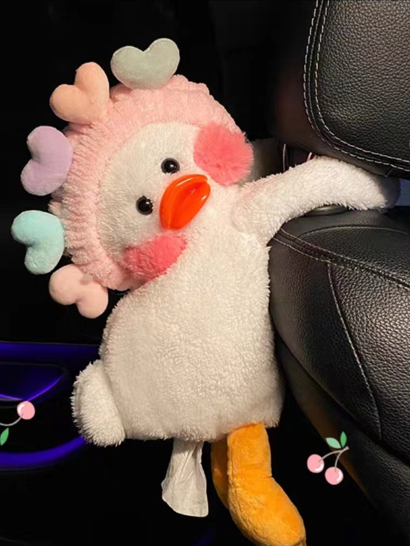 1pc Duck Design Plush Car Tissue Box