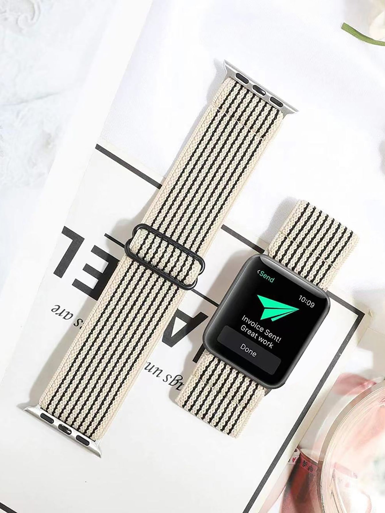 1PC Elastic Jacquard Nylon Adjustable Watch Band Compatible With Apple Watch 38MM 40MM 41MM 42MM 44MM 45MM 49MM Series 8/7/6/5/4/3/2/1/SE/Ultra