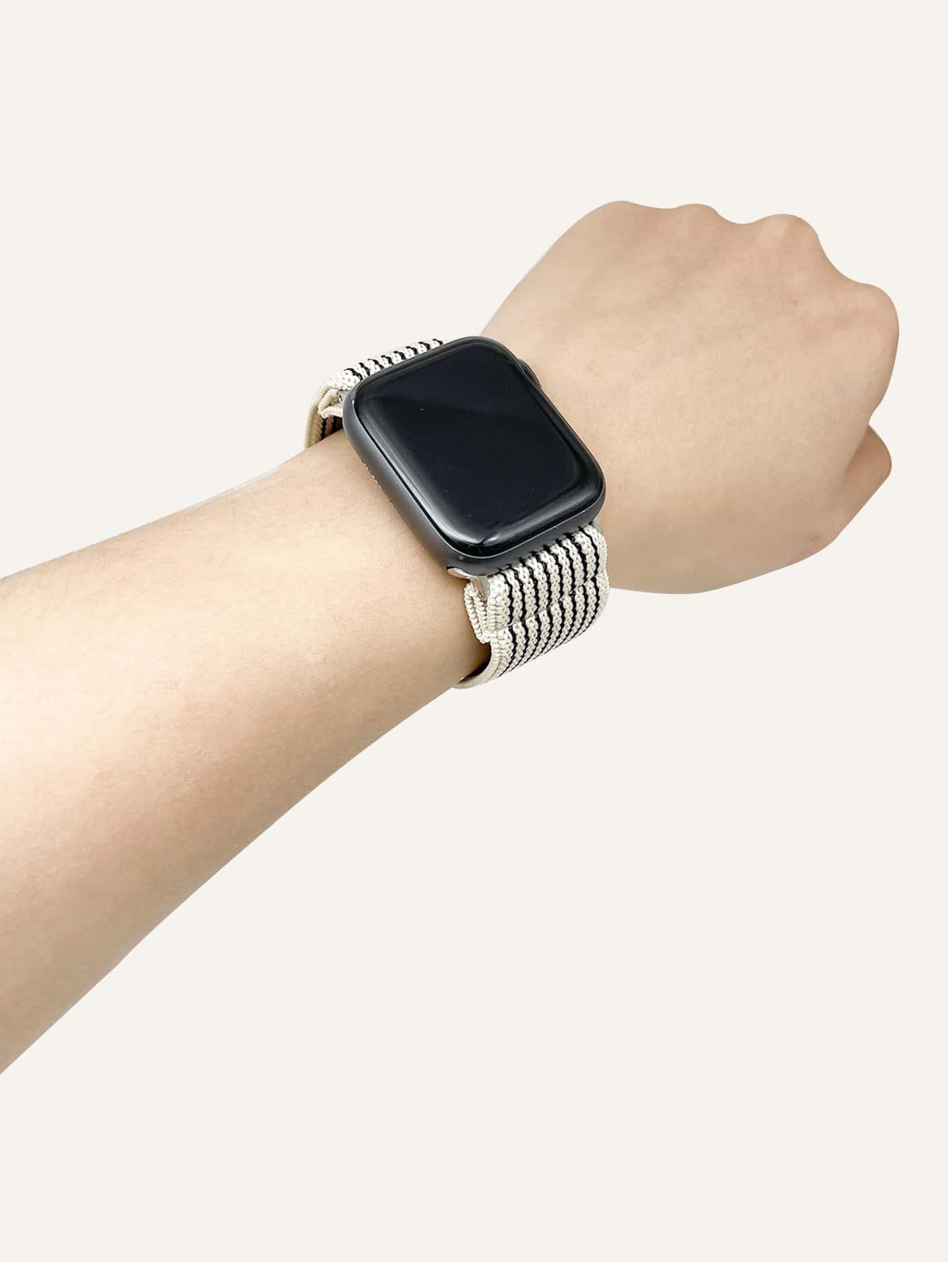 1PC Elastic Jacquard Nylon Adjustable Watch Band Compatible With Apple Watch 38MM 40MM 41MM 42MM 44MM 45MM 49MM Series 8/7/6/5/4/3/2/1/SE/Ultra