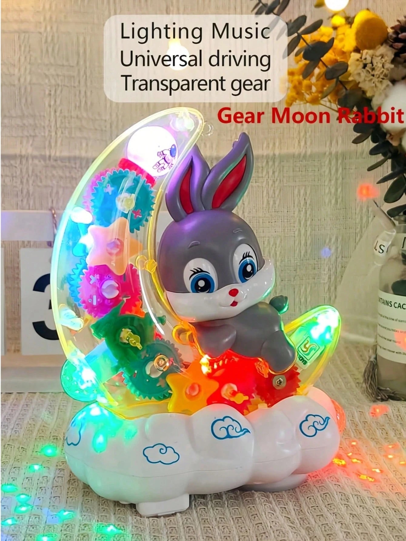 1pc Electric Toy With Light & Music, Transparent Gear Lighting Toy, Infant Early Education Crawling Toy, Toddler Universal Walking Toy, Cute Toy For Boys & Girls, Children Toy, Baby Toy, Suitable For
