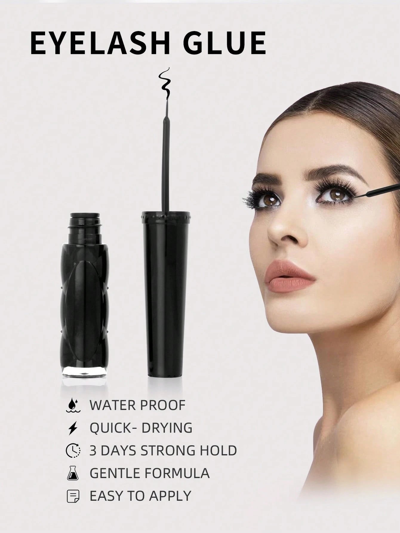 1pc Eyelash Cluster Glue 6ml, Long Lasting 72 Hours Super Strong Strip Eyelash Extension Glue Waterproof, Latex Free, Low Allergy, Quick, With Brush In Applicator Eyelash, Can Be Used With Eyelash And