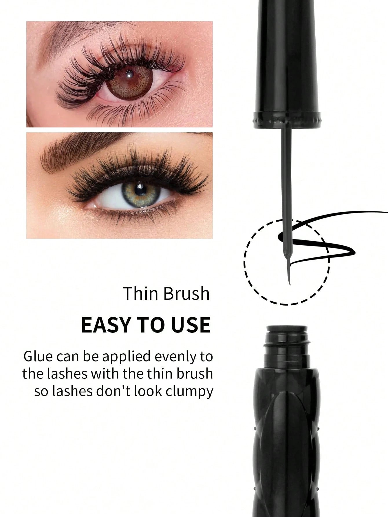 1pc Eyelash Cluster Glue 6ml, Long Lasting 72 Hours Super Strong Strip Eyelash Extension Glue Waterproof, Latex Free, Low Allergy, Quick, With Brush In Applicator Eyelash, Can Be Used With Eyelash And