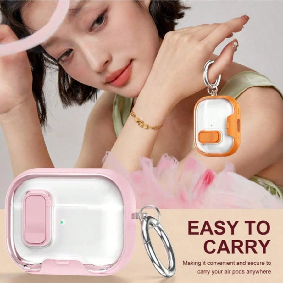1pc Fashion Business Vertical Protective Case, Compatible With Apple Bluetooth Earbuds 4th Generation Active Noise Cancelling, With Lock, Pro 3/2nd Generation Earbuds Protective Case, Anti-Opening Ear