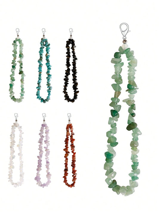 1pc Fashion Classic Energy Crystal Natural Stone Decor Lobster Clasp Pendant, Suitable For Daily Wear, Jewelry DIY, Accessory DIY, Pendant, Bag Charm, Keychain, Amethyst, Turquoise, Black Agate, Howli