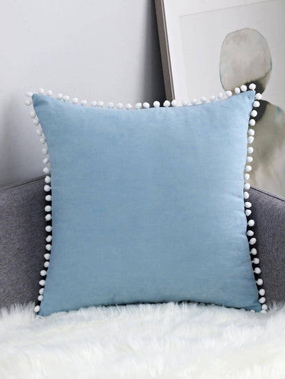 1pc Faux Suede Furry Ball Decorative Throw Pillow/Lumbar Cushion Cover, For Living Room Sofa Bedroom Decor