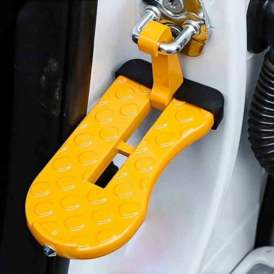 1pc Foldable Car Door Step Stool- Durable Aluminum Alloy, Multi-Function Roof Rack Hook, Parking Assist Wheel Chock, SUV Truck Van Universal Door Lock Climbing Pedal, Luggage Rack Auxiliary Ladder, O