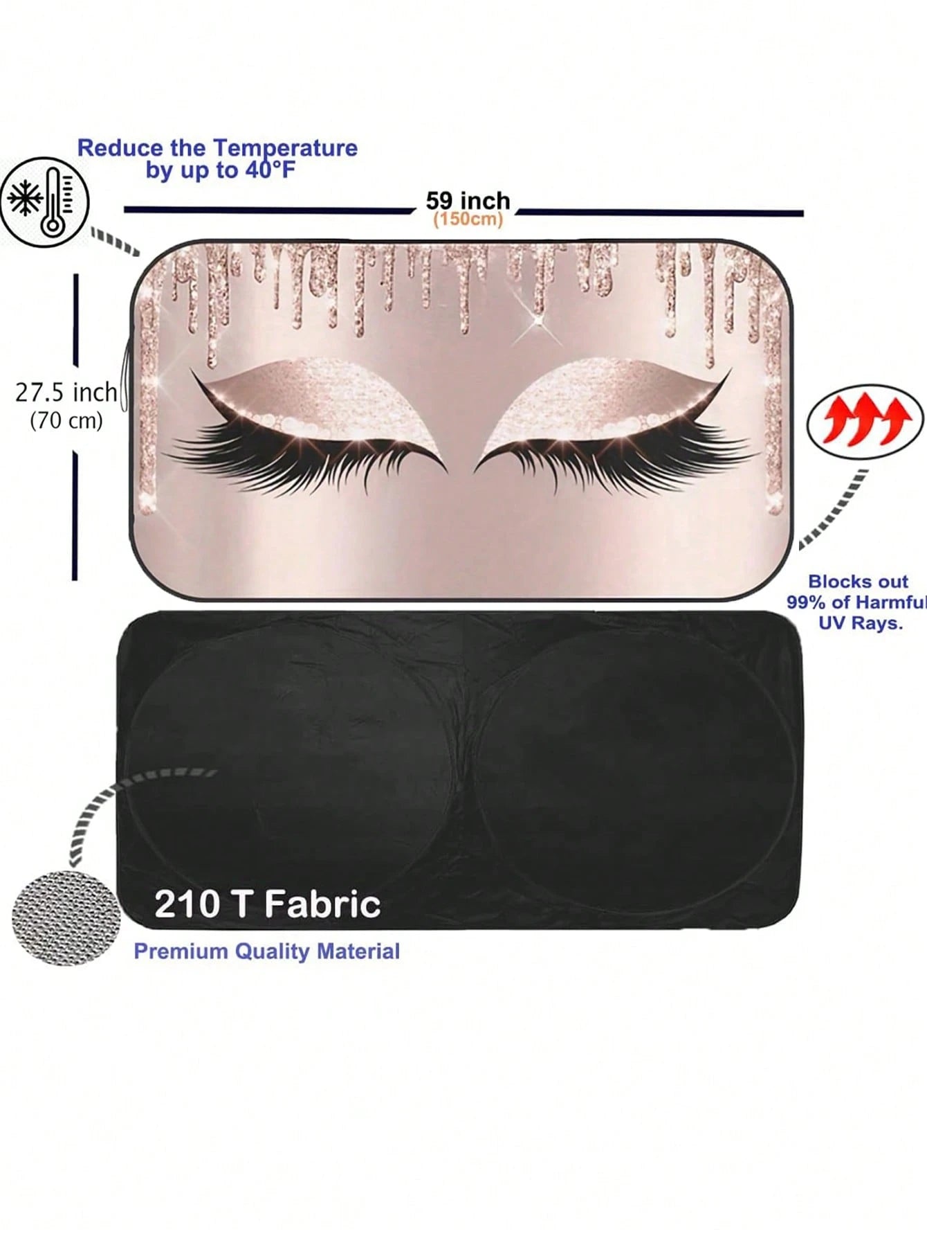 1pc Foldable Car Windshield Sun Shade, Ultimate UV Protection For Car Interior, Fits Windshield Of Cars, SUVs, Trucks, Auto Accessories