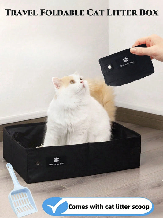 1pc Foldable Cat Litter Box, Waterproof Portable Cat Potty For Travel, Car And Outdoor Use
