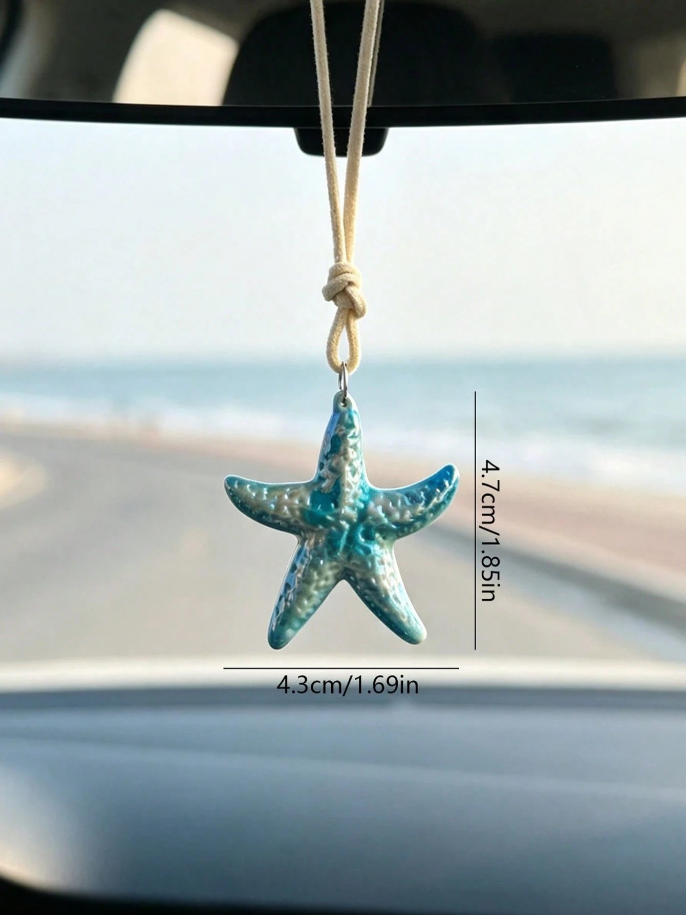 1pc Fresh Iridescent Starfish Car Hanging Ornament, Rearview Mirror Pendant Ocean Style Car Interior Decoration