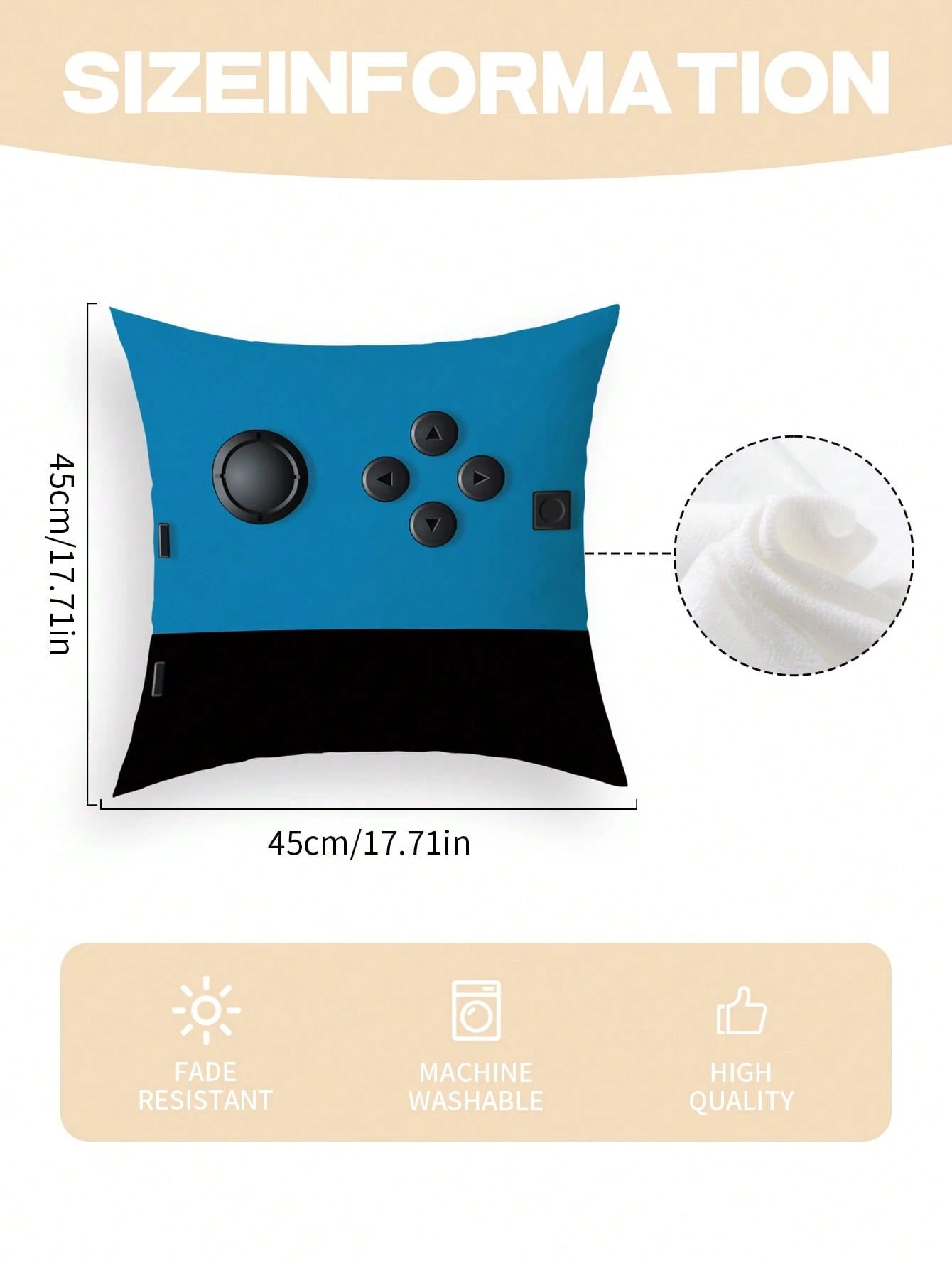 1pc Gaming Pillows, Gamer Pillow Covers, Gamer Pillow Covers 45*45cm/18 "X18", Room Decor Game Room Couch, Son Boy Room Decorations For Bedroom Short Plush Decor (No Pillow Core)