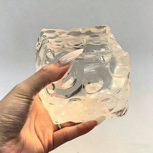 1pc Giant Transparent Square Cheese Squeeze Toy, Jelly Soft Slow Rebound Stress Relief Squishy, Cute Sensory Soothing Fingertip Toy, Desktop Decor