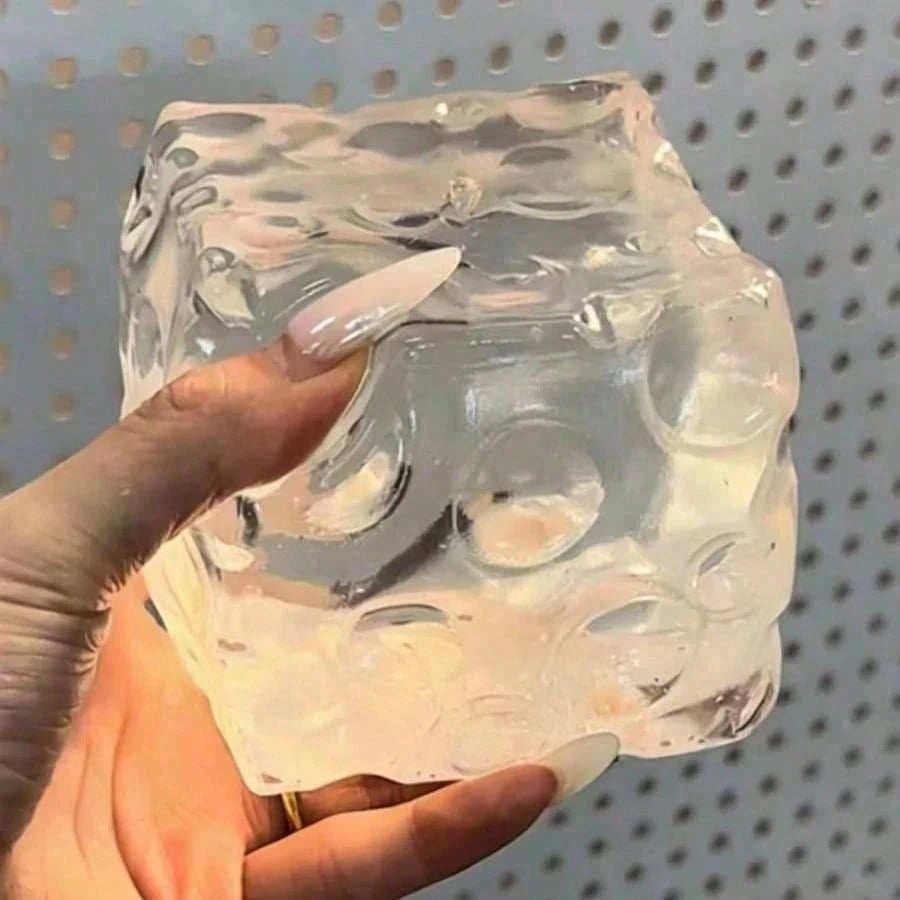 1pc Giant Transparent Square Cheese Squeeze Toy, Jelly Soft Slow Rebound Stress Relief Squishy, Cute Sensory Soothing Fingertip Toy, Desktop Decor