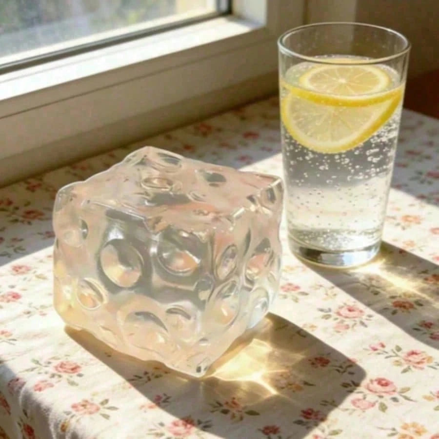 1pc Giant Transparent Square Cheese Squeeze Toy, Jelly Soft Slow Rebound Stress Relief Squishy, Cute Sensory Soothing Fingertip Toy, Desktop Decor