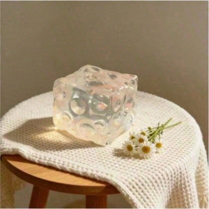 1pc Giant Transparent Square Cheese Squeeze Toy, Jelly Soft Slow Rebound Stress Relief Squishy, Cute Sensory Soothing Fingertip Toy, Desktop Decor