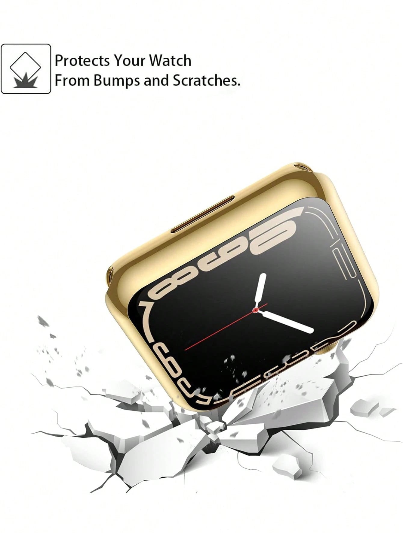 1pc Gold Men Women TPU Full Cover High Definition Ultra Thin Watch Case, Anti-Drop Fashionable Casual Screen Protector Cover, For Apple Watch Case 38/40/41/42/44/45/46/49Mm, For Apple Watch Series Ult