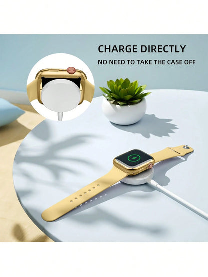 1pc Gold Men Women TPU Full Cover High Definition Ultra Thin Watch Case, Anti-Drop Fashionable Casual Screen Protector Cover, For Apple Watch Case 38/40/41/42/44/45/46/49Mm, For Apple Watch Series Ult