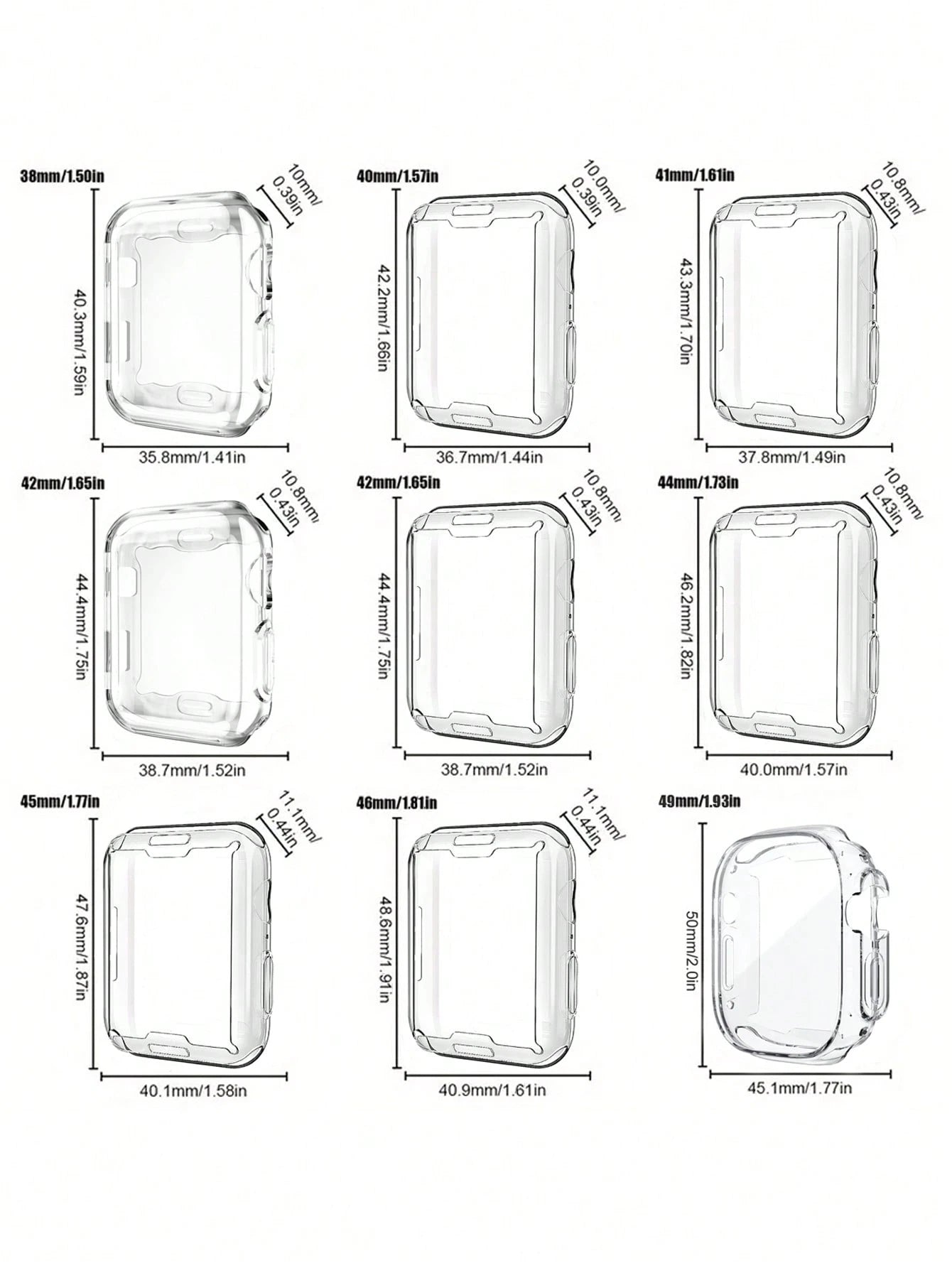 1pc Gold Men Women TPU Full Cover High Definition Ultra Thin Watch Case, Anti-Drop Fashionable Casual Screen Protector Cover, For Apple Watch Case 38/40/41/42/44/45/46/49Mm, For Apple Watch Series Ult