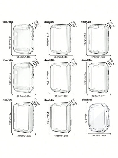 1pc Gold Men Women TPU Full Cover High Definition Ultra Thin Watch Case, Anti-Drop Fashionable Casual Screen Protector Cover, For Apple Watch Case 38/40/41/42/44/45/46/49Mm, For Apple Watch Series Ult