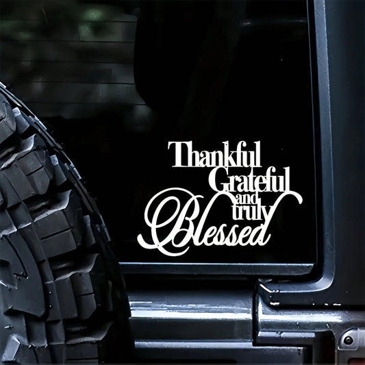 1pc "Gratitude" Elegant Black Cursive Style Sticker- Suitable For Laptops, Bottles, Phones, Vehicles, Windows, Walls, Cups, Etc. Durable Self-Adhesive Car Decoration Sticker
