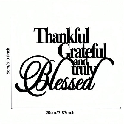 1pc "Gratitude" Elegant Black Cursive Style Sticker- Suitable For Laptops, Bottles, Phones, Vehicles, Windows, Walls, Cups, Etc. Durable Self-Adhesive Car Decoration Sticker