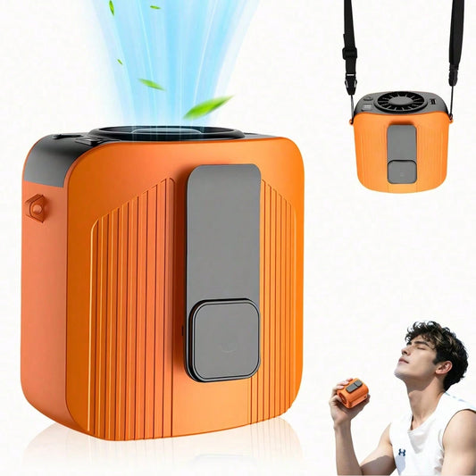 1pc Gray/Orange Waist Clip Fan, 3600mAh 100-Speed Portable Hands-Free Waist Fan, Essential For Summer Sports, Travel And Outdoor Workers