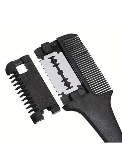 1pc Hair Comb, Fine Hair Razor Comb, Includes 10 Replacement Blades, Men's Fine Hair Trimming Comb, Suitable For Men With Thick And Thin Hair, Gym, Barbershop, Men's Accessories, Men's Head Care Produ