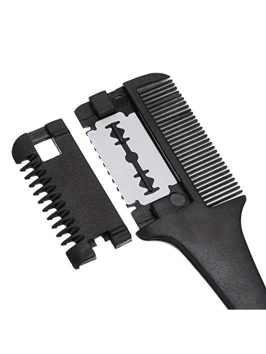 1pc Hair Comb, Fine Hair Razor Comb, Includes 10 Replacement Blades, Men's Fine Hair Trimming Comb, Suitable For Men With Thick And Thin Hair, Gym, Barbershop, Men's Accessories, Men's Head Care Produ
