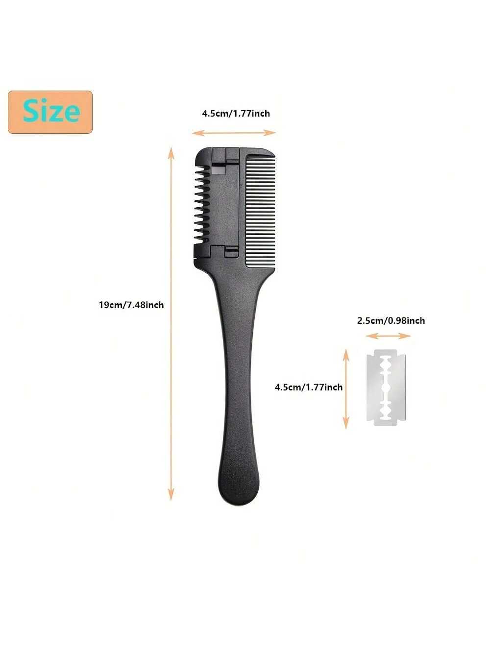 1pc Hair Comb, Fine Hair Razor Comb, Includes 10 Replacement Blades, Men's Fine Hair Trimming Comb, Suitable For Men With Thick And Thin Hair, Gym, Barbershop, Men's Accessories, Men's Head Care Produ