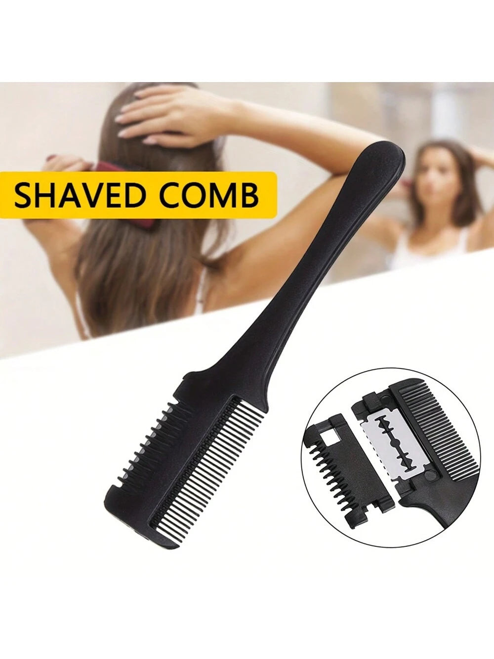 1pc Hair Comb, Fine Hair Razor Comb, Includes 10 Replacement Blades, Men's Fine Hair Trimming Comb, Suitable For Men With Thick And Thin Hair, Gym, Barbershop, Men's Accessories, Men's Head Care Produ