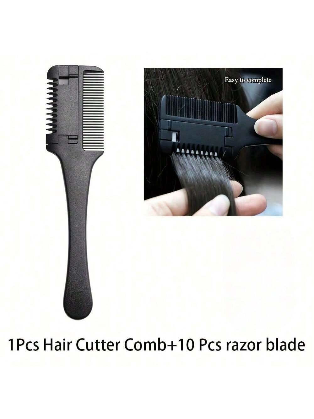 1pc Hair Comb, Fine Hair Razor Comb, Includes 10 Replacement Blades, Men's Fine Hair Trimming Comb, Suitable For Men With Thick And Thin Hair, Gym, Barbershop, Men's Accessories, Men's Head Care Produ
