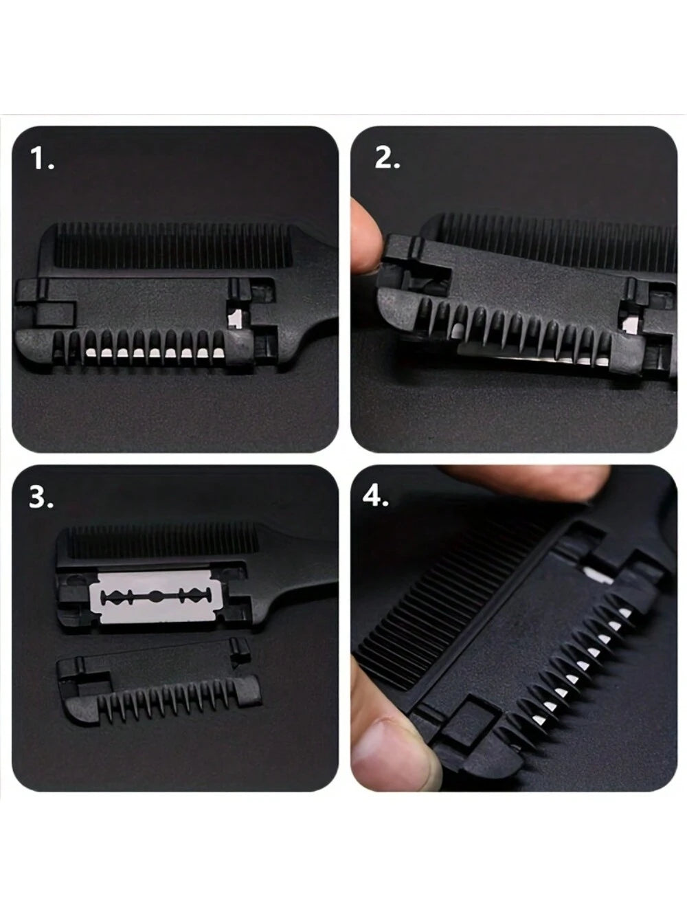 1pc Hair Comb, Fine Hair Razor Comb, Includes 10 Replacement Blades, Men's Fine Hair Trimming Comb, Suitable For Men With Thick And Thin Hair, Gym, Barbershop, Men's Accessories, Men's Head Care Produ