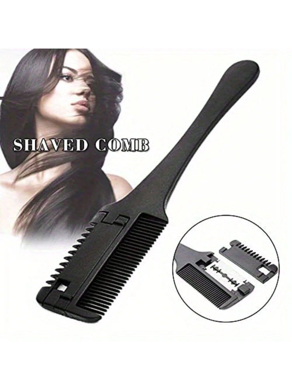 1pc Hair Comb, Fine Hair Razor Comb, Includes 10 Replacement Blades, Men's Fine Hair Trimming Comb, Suitable For Men With Thick And Thin Hair, Gym, Barbershop, Men's Accessories, Men's Head Care Produ