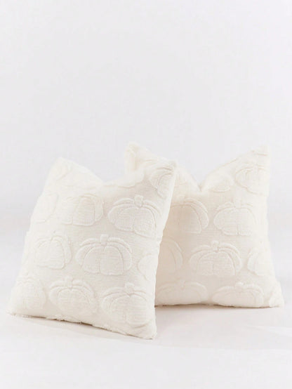 1pc Halloween Beige Pumpkin Decor Throw Pillow Case, Reverse Side With Plush Fabric, Square Cushion Cover, Holiday Home Pillow Sham Decor, Soft Velvet Fabric, Modern Decor For Sofa, Home & Bedroom,Fal