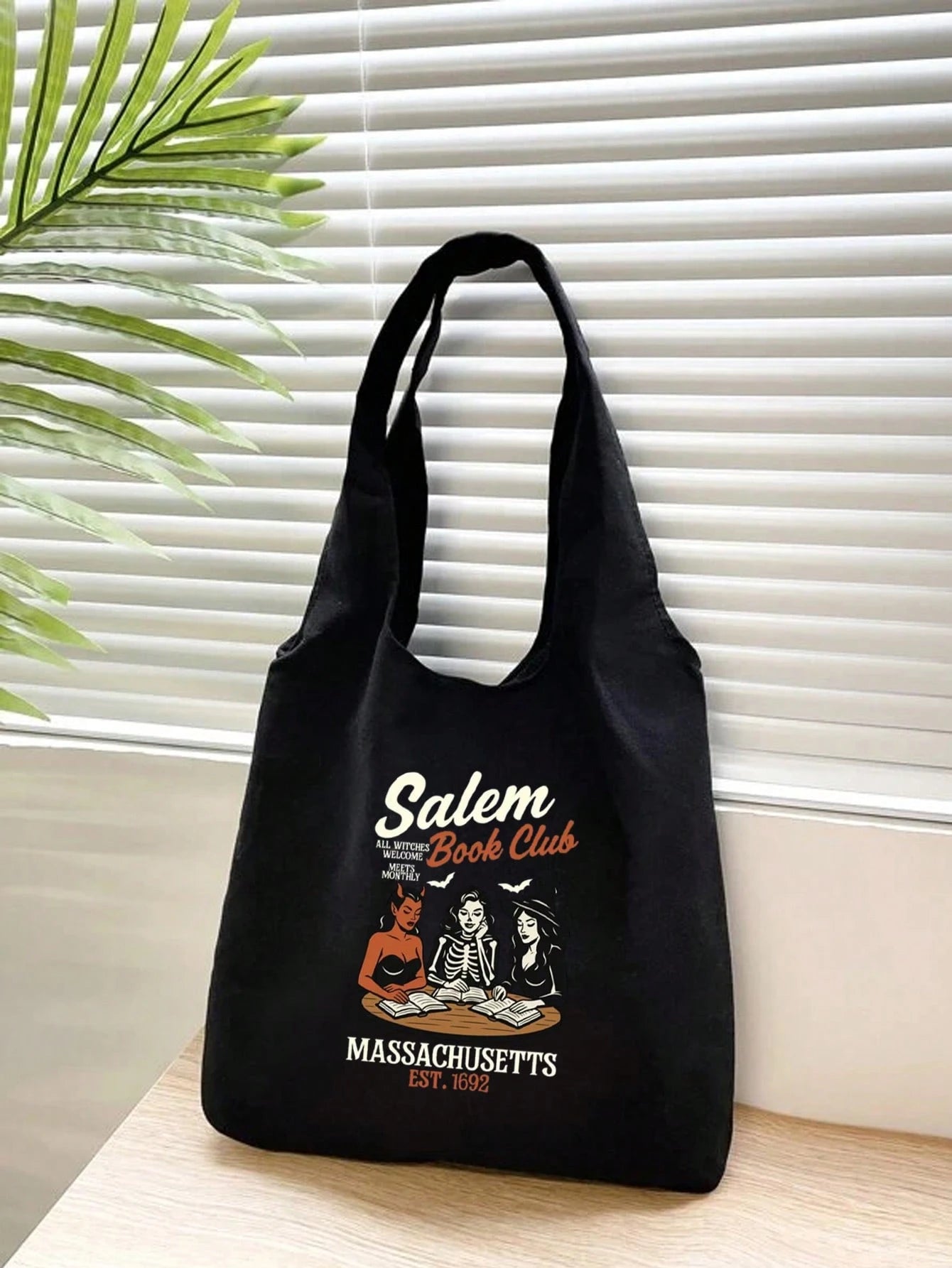 1pc Halloween Printed Linen Tote Bag, Linen Coin Purse, Square Shopping Bag, Teacher's Day Thank You Gift, Women's Large Capacity Linen Tote Bag. Multiple Printed Patterns Available. Halloween Bag, Pe