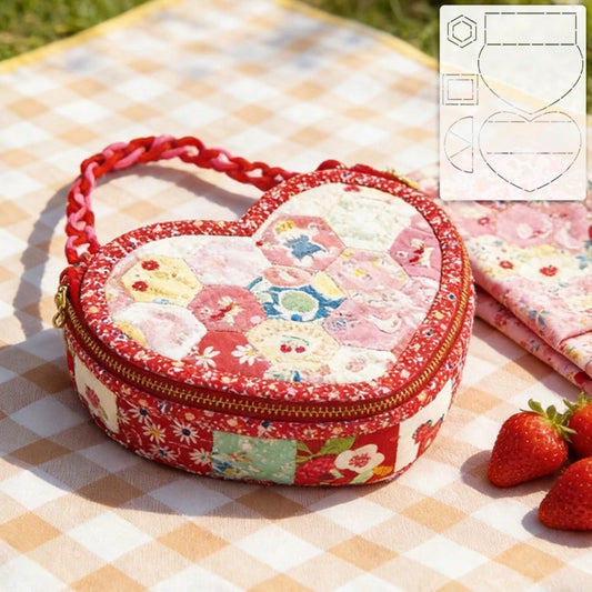 1pc Handmade DIY Tracing Patchwork Template, PET Sewing Template DIY Heart Patchwork Storage Box Quilting Template, Handmade DIY Drawing Tool, Patchwork Template, Sewing Tool Storage Box, Includes Tem