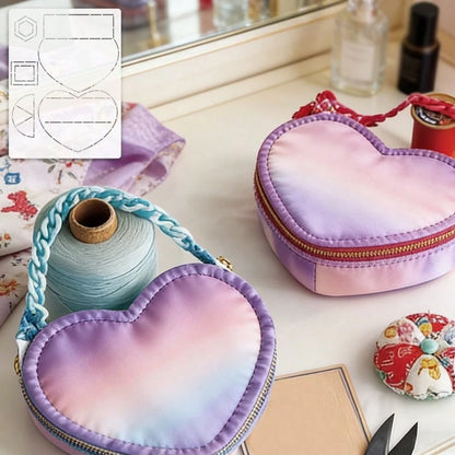 1pc Handmade DIY Tracing Patchwork Template, PET Sewing Template DIY Heart Patchwork Storage Box Quilting Template, Handmade DIY Drawing Tool, Patchwork Template, Sewing Tool Storage Box, Includes Tem
