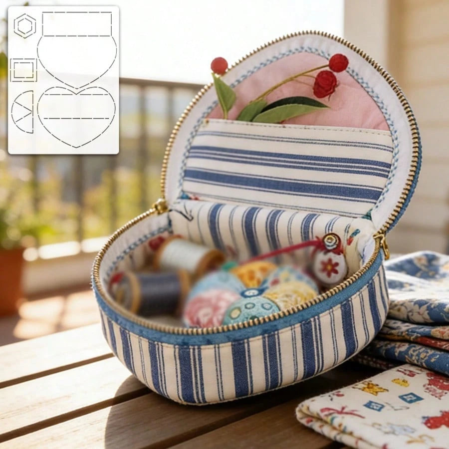 1pc Handmade DIY Tracing Patchwork Template, PET Sewing Template DIY Heart Patchwork Storage Box Quilting Template, Handmade DIY Drawing Tool, Patchwork Template, Sewing Tool Storage Box, Includes Tem
