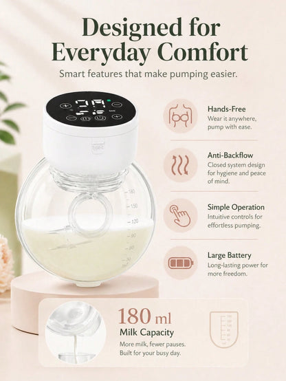 1pc Hands-Free Wearable Electric Breast Pump, Hands-Free Milk Collector, Suitable As Halloween, Christmas, Easter Gift