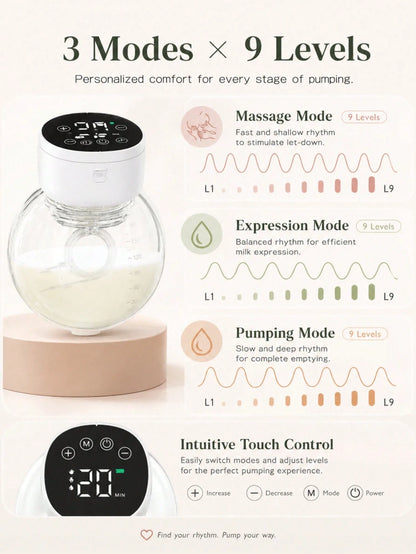 1pc Hands-Free Wearable Electric Breast Pump, Hands-Free Milk Collector, Suitable As Halloween, Christmas, Easter Gift