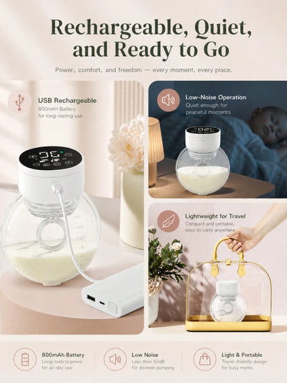 1pc Hands-Free Wearable Electric Breast Pump, Hands-Free Milk Collector, Suitable As Halloween, Christmas, Easter Gift