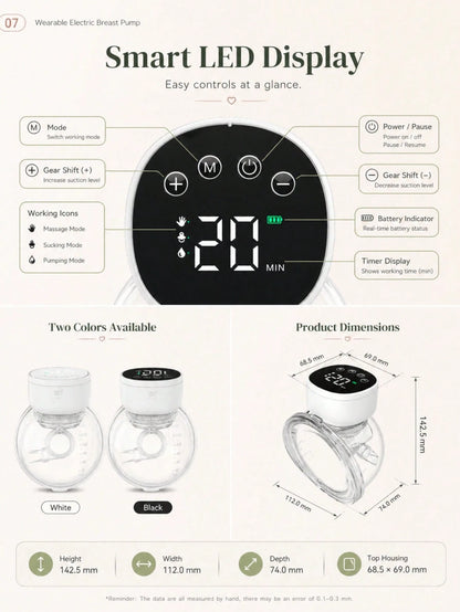1pc Hands-Free Wearable Electric Breast Pump, Hands-Free Milk Collector, Suitable As Halloween, Christmas, Easter Gift
