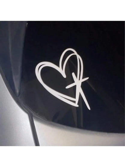 1pc Heart Cross Car Decal, Bottle Laptop Christian Decal Sticker