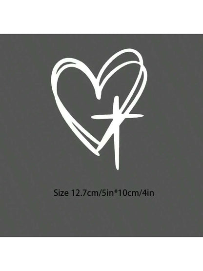 1pc Heart Cross Car Decal, Bottle Laptop Christian Decal Sticker