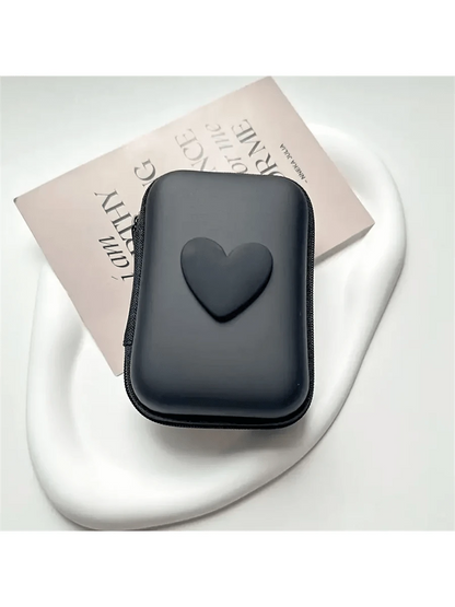 1pc Heart Pattern Eva Storage Bag, Earphone Bag, Coin Zipper Bag School Supplies School Accessories Back To School University Studentscharger Case Office Must Haves Digital Bag Cable Camerabag Electro
