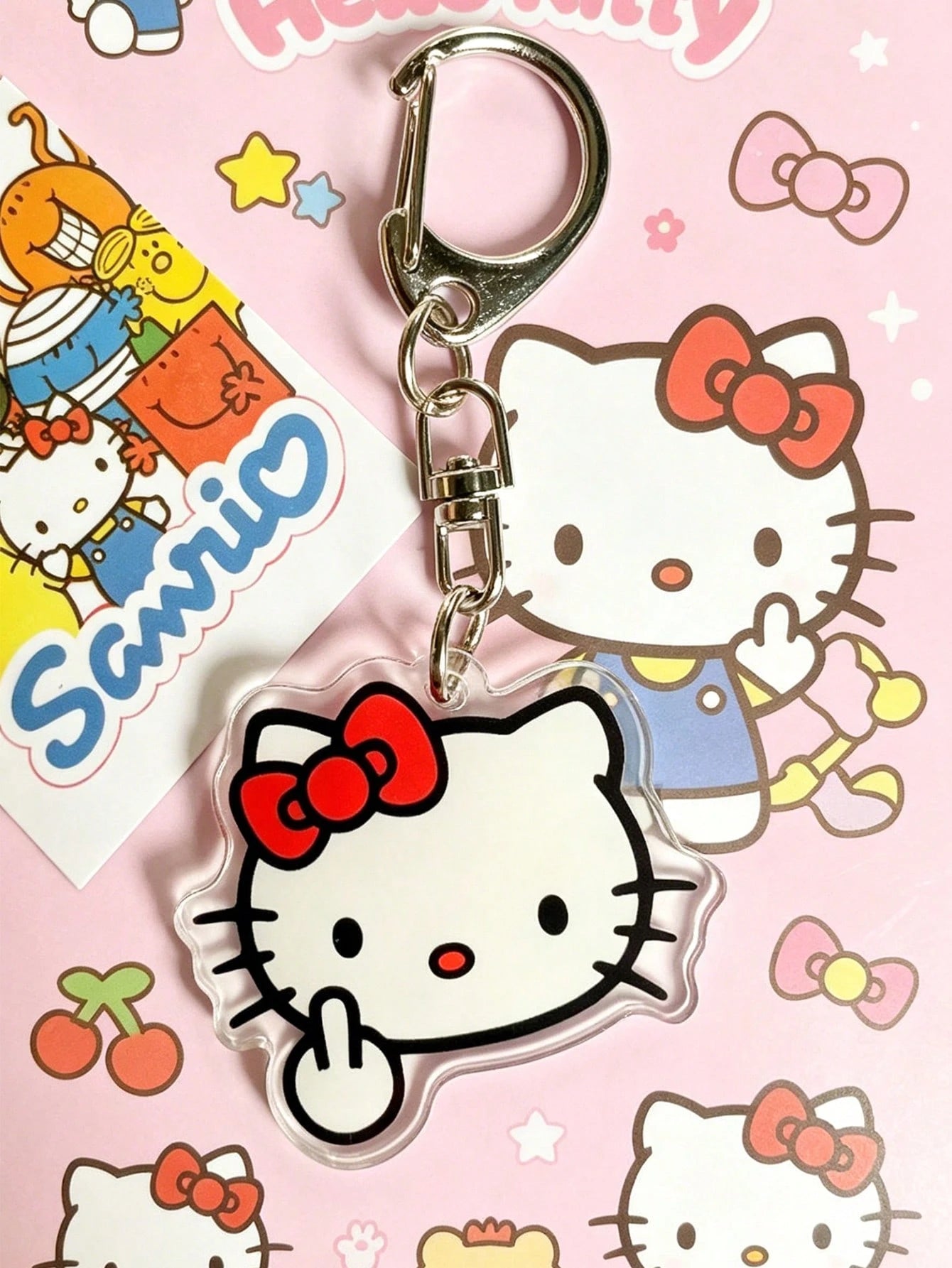 1pc Hello Kitty Keychain Pendant, Kitty Keychain, Kitty White Party Gifts, Little Kitty Keychain, Kitty Cat Keychain, Creative Keyring, HK Cute Wallet Lanyard Accessories, Bag Accessories, Birthday Gi