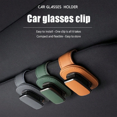 1pc High-Quality PU Leather Car Sun Visor Glasses Holder, Premium Texture Fashionable Eyewear Storage Clip, Side Clip, Scratch-Resistant, Easy Installation, Can Hold Glasses, Fashion Glasses And Docum