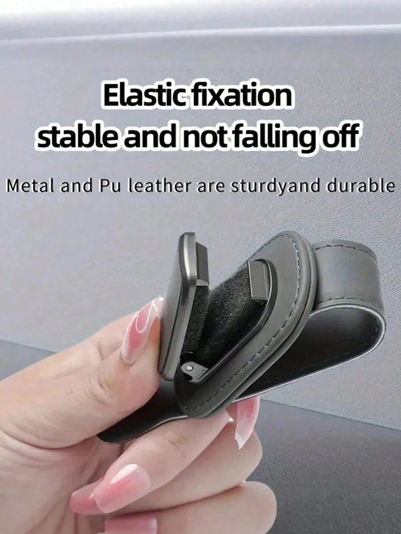 1pc High-Quality PU Leather Car Sun Visor Glasses Holder, Premium Texture Fashionable Eyewear Storage Clip, Side Clip, Scratch-Resistant, Easy Installation, Can Hold Glasses, Fashion Glasses And Docum