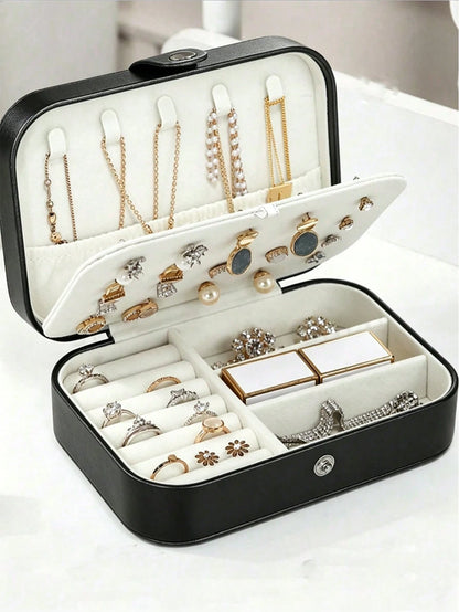1pc Holiday Travel Jewelry Box PU Leather Jewelry Organizer Portable Jewelry Storage Organizer Jewelry Display Stand Multi-Function Ring Box Travel Essential Cruise Essential Vacation Essential Beach