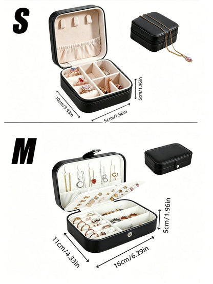 1pc Holiday Travel Jewelry Box PU Leather Jewelry Organizer Portable Jewelry Storage Organizer Jewelry Display Stand Multi-Function Ring Box Travel Essential Cruise Essential Vacation Essential Beach